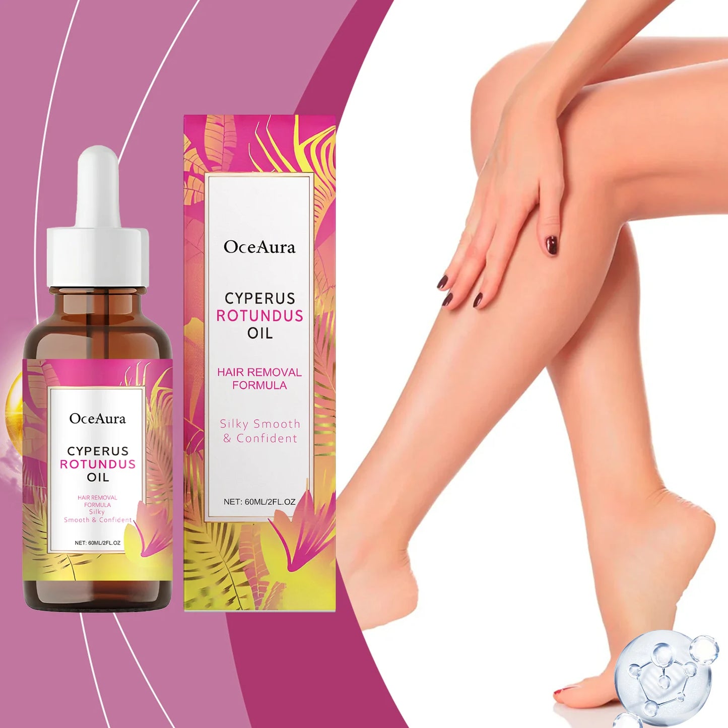 Experience Silky Smooth Skin with OceAura Cyperus Rotundus Oil - The Ultimate Hair Removal and Hydration Solution