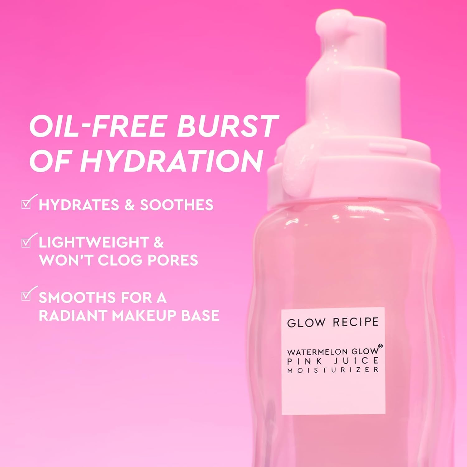 Pink Juice Water Gel Face Moisturizer for Women, Men & Teens - Hydrating Hyaluronic Acid, Radiance Boosting, Non-Comedogenic, Oil-Free, Long-Lasting Korean Skin Care for Oily Skin (50Ml)